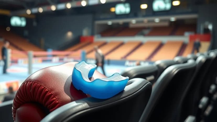 Tandskydd för boxning på stadion